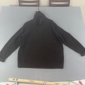 Duluth Trading Co Shawl Collar Sweater Mens XL Brown Elbow Patch Pullover